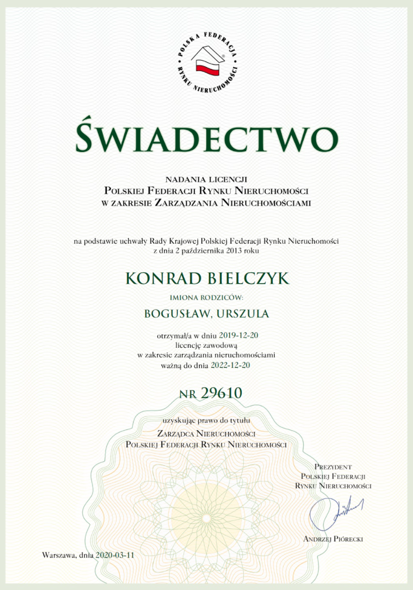 Licencja na zarządzanie nieruchomościami